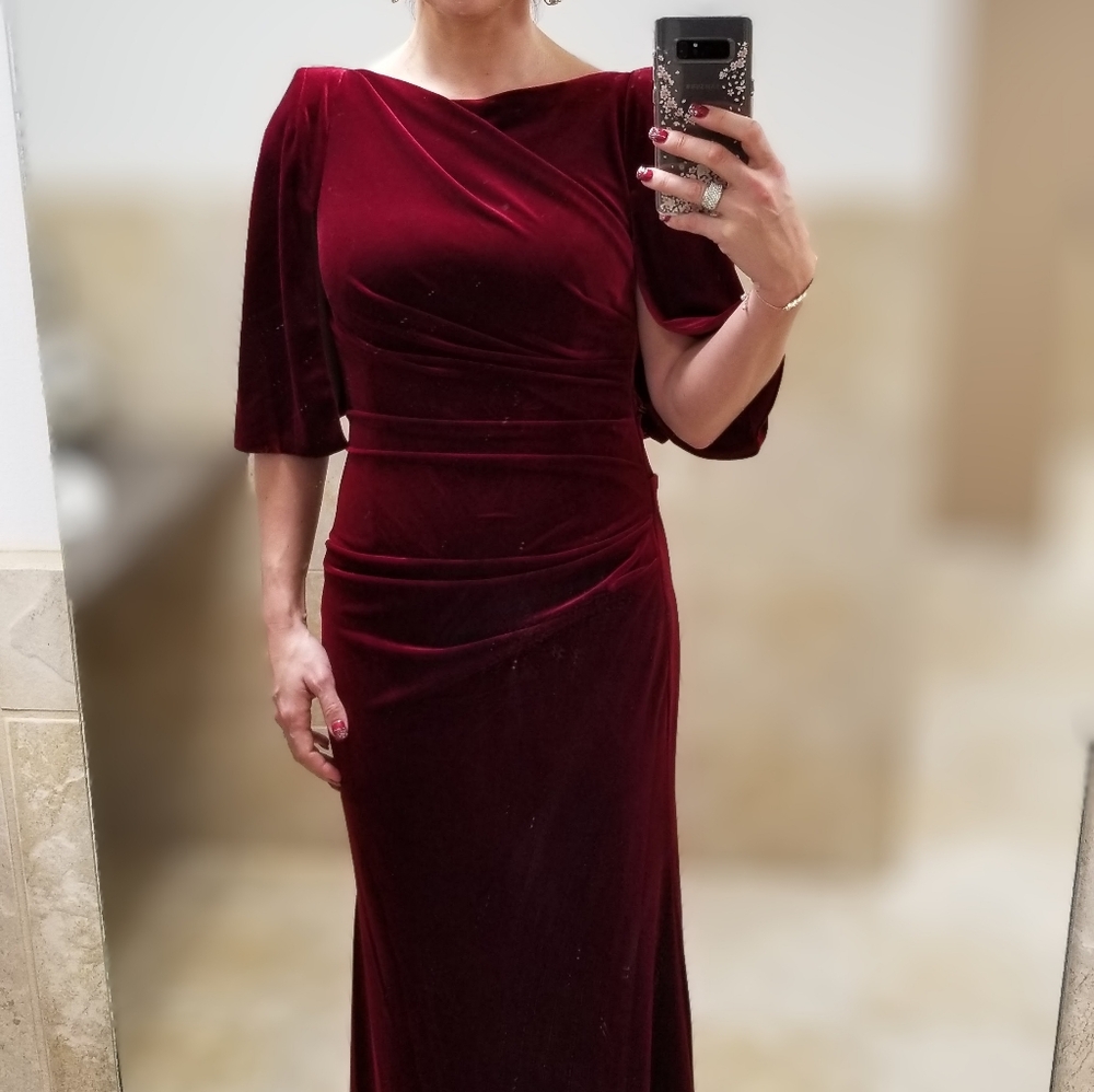 Cranberry Velour Winter Formal Dress Size 8